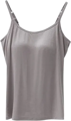 Women's Seamless Adjustable Camisole Built in Shelf Bra Plus Size Cotton Layering Undershirts Soft Sports Casual Tops