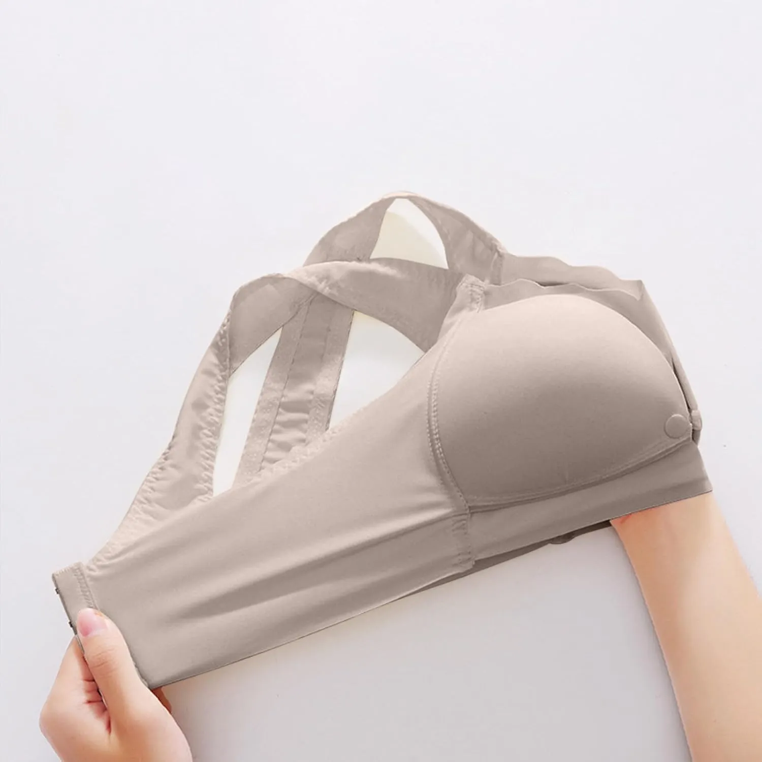 Women's Seamless Nursing Bra Front Botton Hook Back Daily Wireless Smoothly Stretchy Straps for Breastfeeding Bras