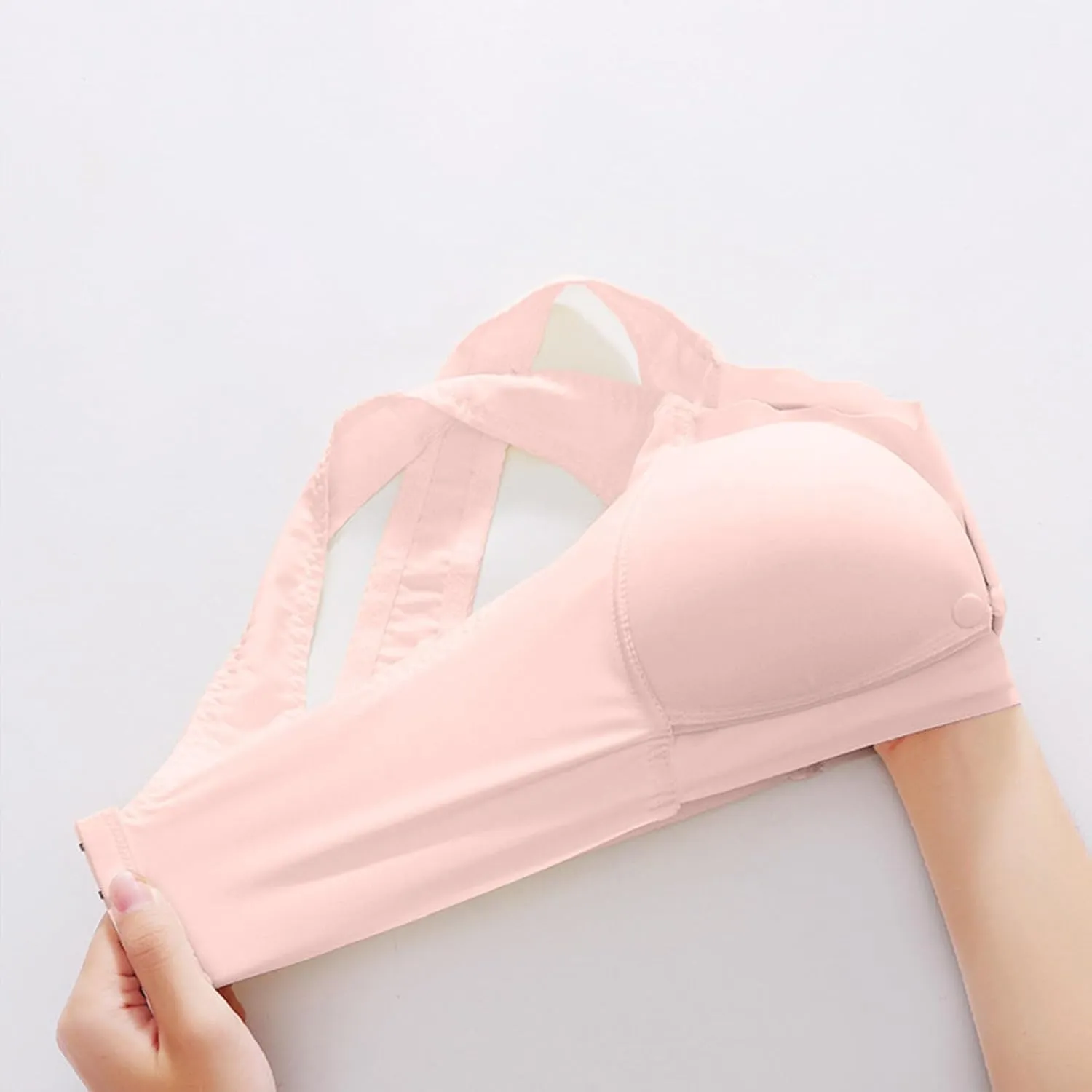 Women's Seamless Nursing Bra Front Botton Hook Back Daily Wireless Smoothly Stretchy Straps for Breastfeeding Bras