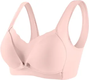 Women's Seamless Nursing Bra Front Botton Hook Back Daily Wireless Smoothly Stretchy Straps for Breastfeeding Bras