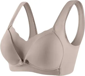 Women's Seamless Nursing Bra Front Botton Hook Back Daily Wireless Smoothly Stretchy Straps for Breastfeeding Bras