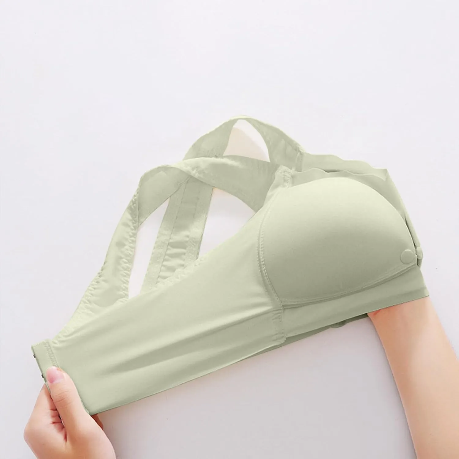 Women's Seamless Nursing Bra Front Botton Hook Back Daily Wireless Smoothly Stretchy Straps for Breastfeeding Bras