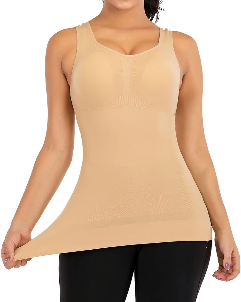 Women's Shapewear Camisoles With Built in Bra Tummy Control Padded Bra Seamless Compression Tank Tops