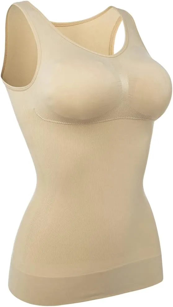 Women's Shapewear Camisoles With Built in Bra Tummy Control Padded Bra Seamless Compression Tank Tops