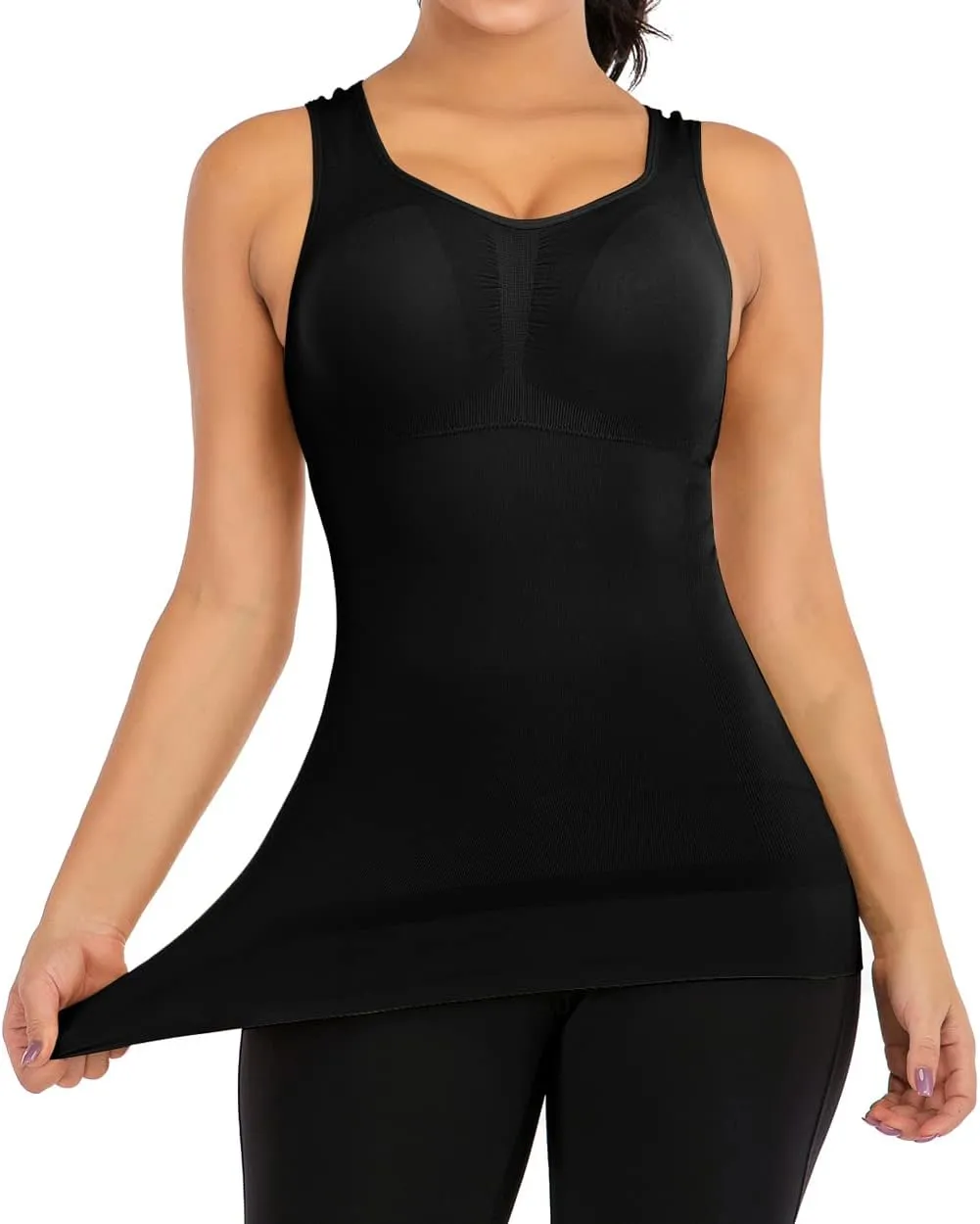 Women's Shapewear Camisoles With Built in Bra Tummy Control Padded Bra Seamless Compression Tank Tops
