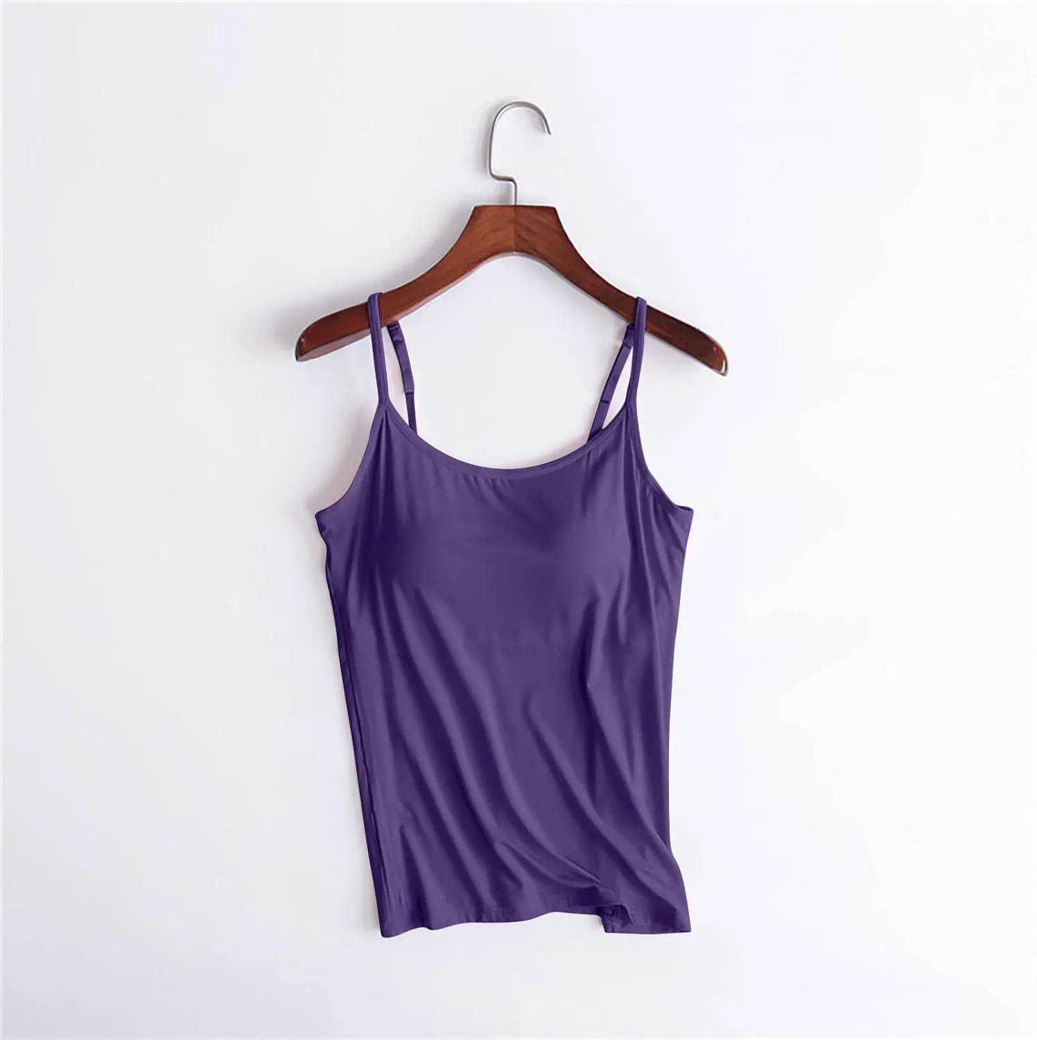 Womens Sleeveless Tank Tops with Built in Bras Adjustable Spaghetti Strap Camisoles Summer Casual Basic Cami Shirts