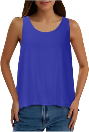 Womens Sleeveless Workout Shirts Sexy Open Back Activewear Athletic Clothes Round Neck Sports Yoga Tank Tops