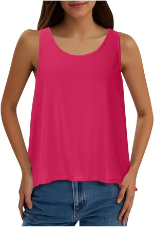 Womens Sleeveless Workout Shirts Sexy Open Back Activewear Athletic Clothes Round Neck Sports Yoga Tank Tops
