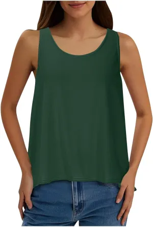 Womens Sleeveless Workout Shirts Sexy Open Back Activewear Athletic Clothes Round Neck Sports Yoga Tank Tops