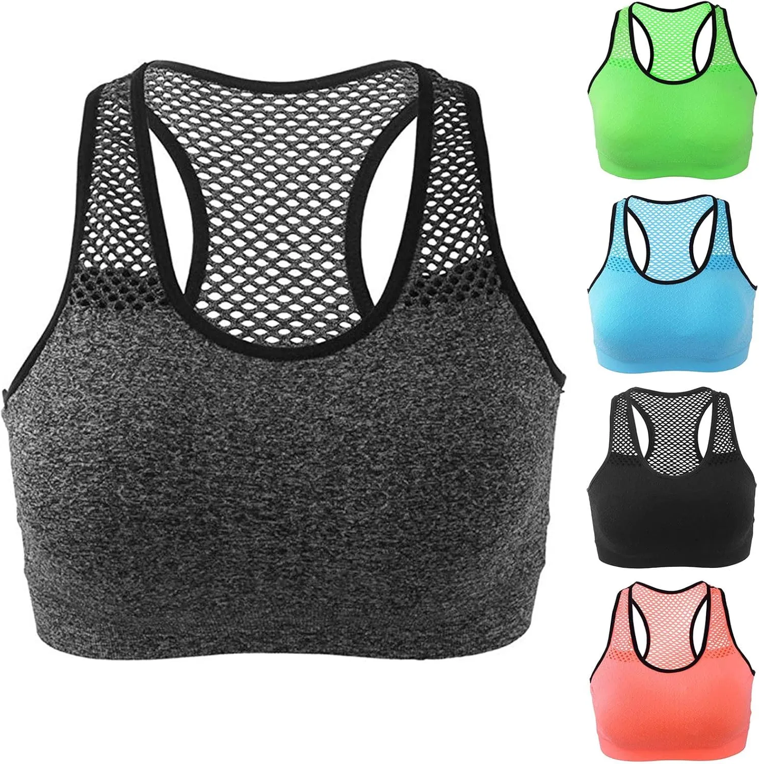 Womens Sports Bras High Support Mesh Quick Dry Running Tank with Built in Bra Non Steel Ring Sports Gym Underwear