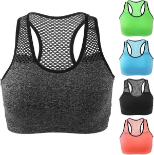 Womens Sports Bras High Support Mesh Quick Dry Running Tank with Built in Bra Non Steel Ring Sports Gym Underwear