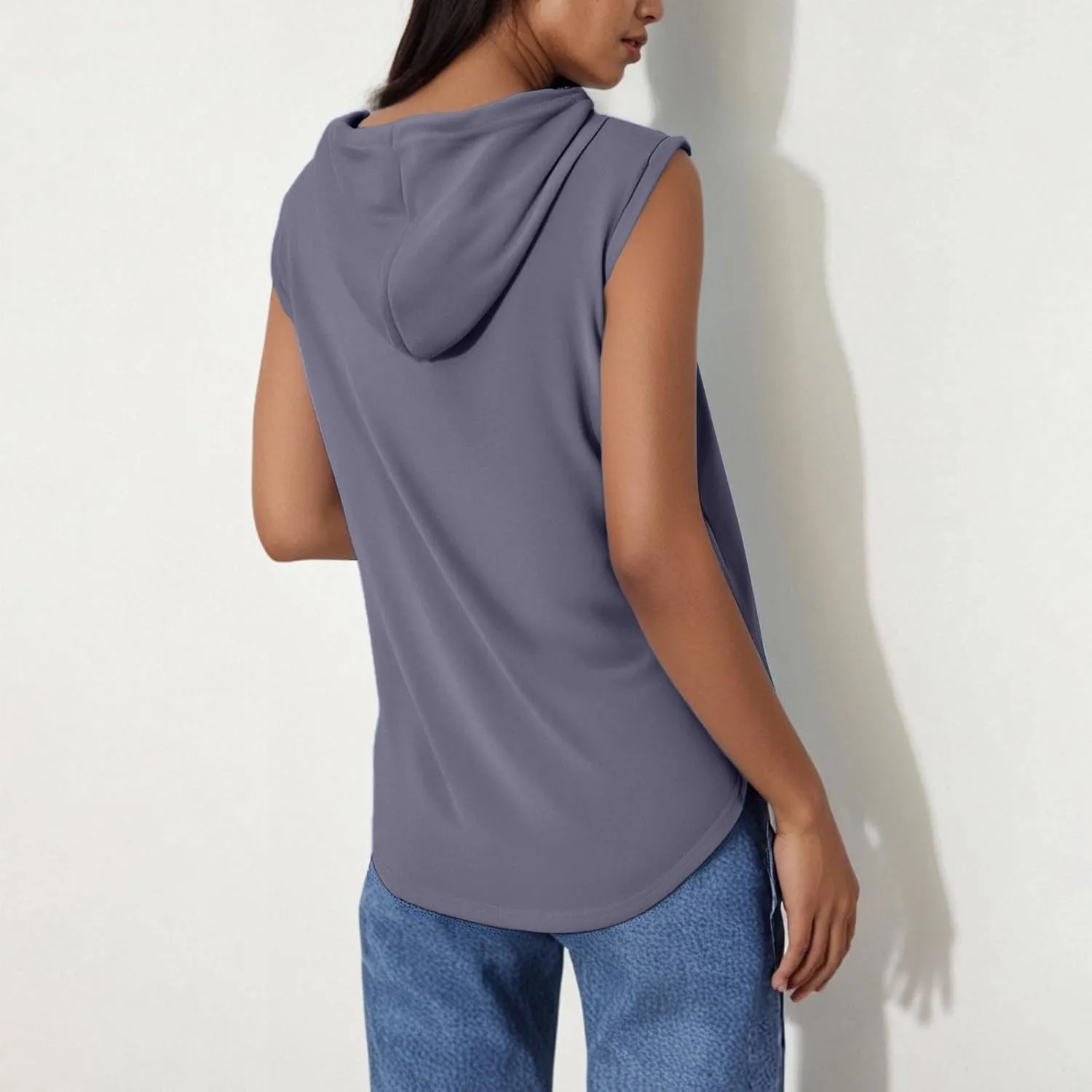 Women's Summer Sleeveless Hooded Tank Top Casual Basic T-Shirt Athletic Workout Activewear Crop Tank Top