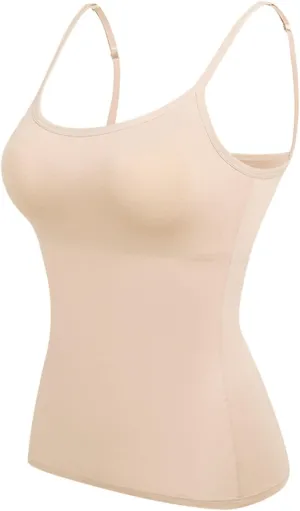 Womens Tank Top with Built in Bra Tank Tops for Women with Shelf Bra Cotton Wide Strap Camisole Yoga Cami Shirts