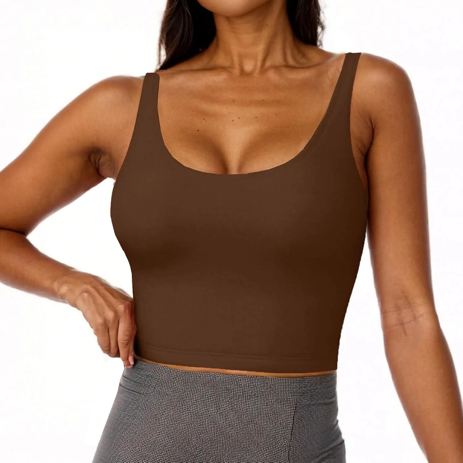 Womens Tank Tops with Built in Bra 2025 Summer Casual Sleeveless Padded Camisole Workout Yoga Basic Cami Undershirt