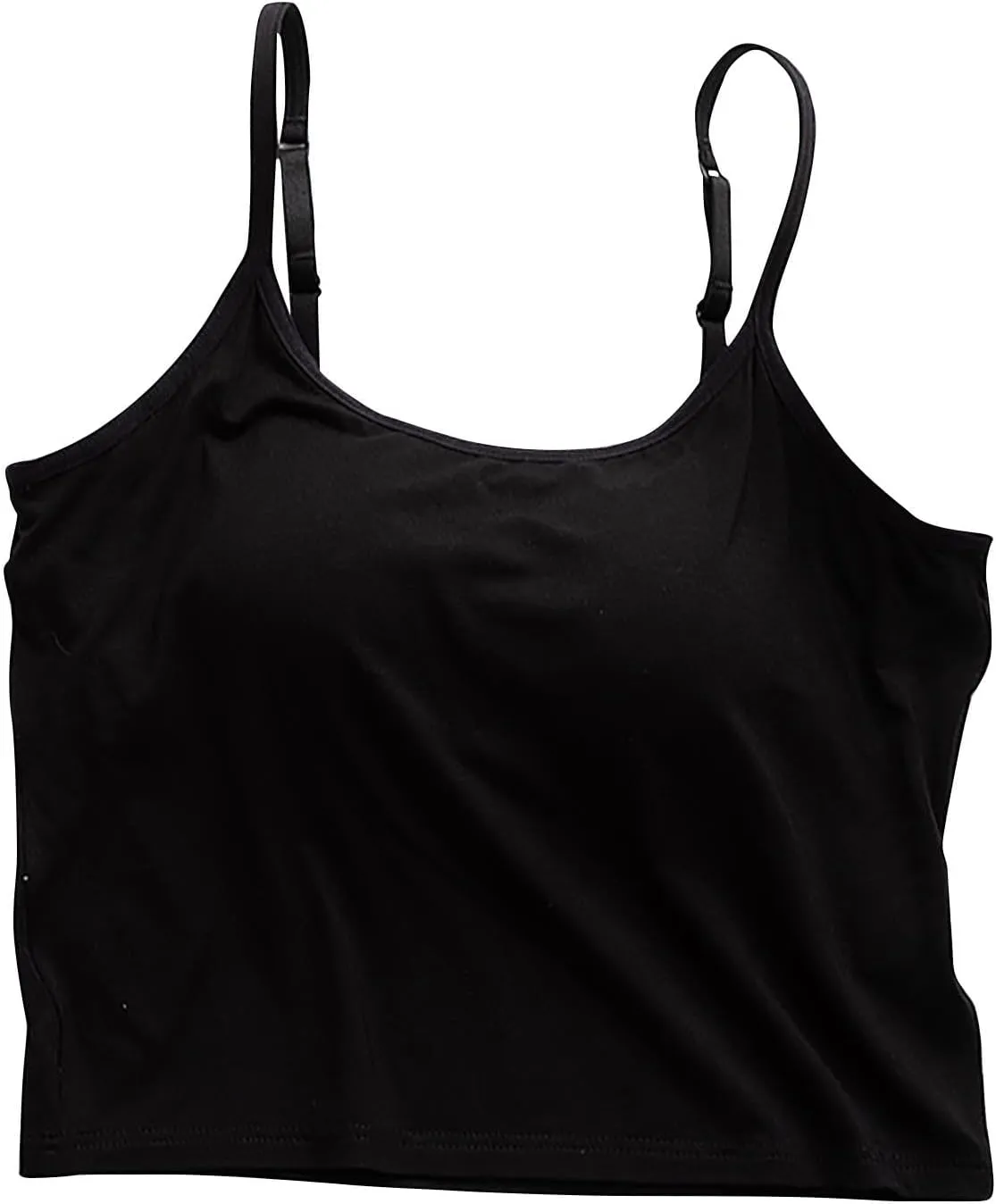 Women's Trendy Solid Color Cropped Tank Top with Built-in Padded Shelf Bra Comfy Versatile Undershirts Yoga Activewear