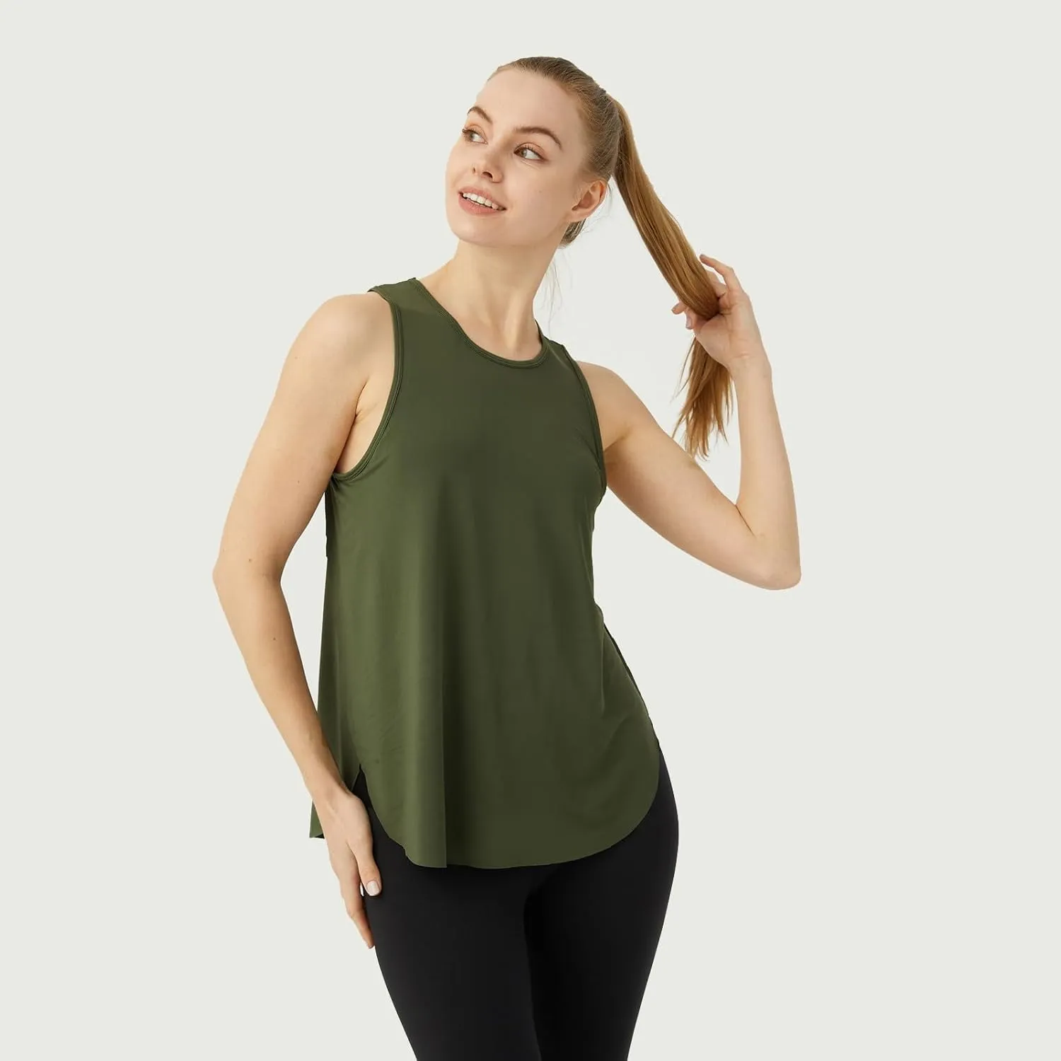 Women's Workout Tops Sleeveless Athletic Tops Solid Color Running Tank Top for Sports Exercise