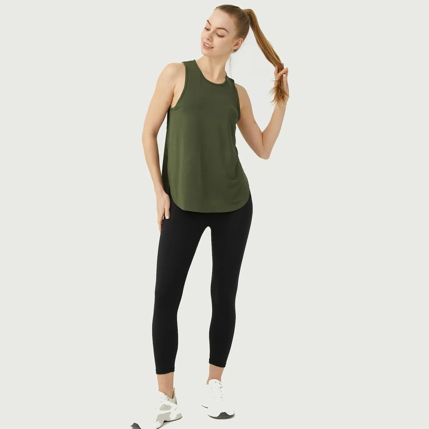 Women's Workout Tops Sleeveless Athletic Tops Solid Color Running Tank Top for Sports Exercise