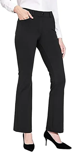 Women's Yoga Dress Pants Stretchy Work Slacks Office Business Casual Straight Leg Bootcut Trousers with Pockets