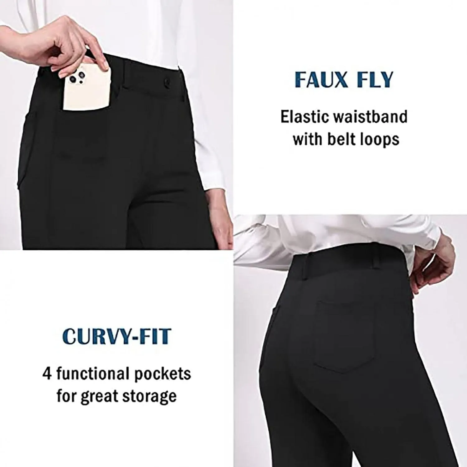 Women's Yoga Dress Pants Stretchy Work Slacks Office Business Casual Straight Leg Bootcut Trousers with Pockets