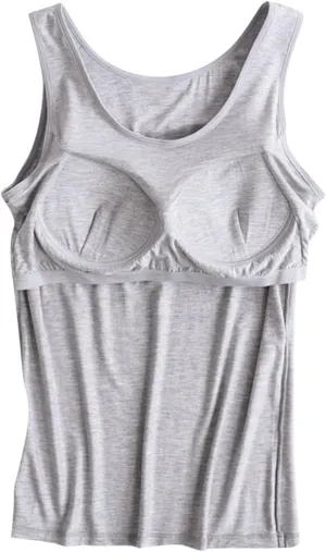 Workout Tank Tops for Women with Built in Bras Padded Modal Breathable Solid Basic Tanks Plus Size Casual Running Yoga Shirts