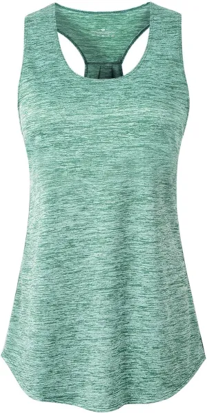 YAKER Athletic Yoga Tops for Women Racerback Running Tank Top Gym Exercise Shirts