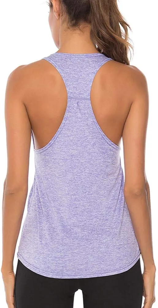 YAKER Athletic Yoga Tops for Women Racerback Running Tank Top Gym Exercise Shirts