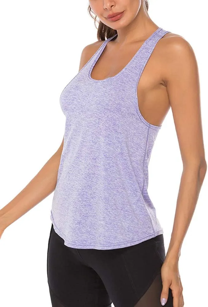YAKER Athletic Yoga Tops for Women Racerback Running Tank Top Gym Exercise Shirts