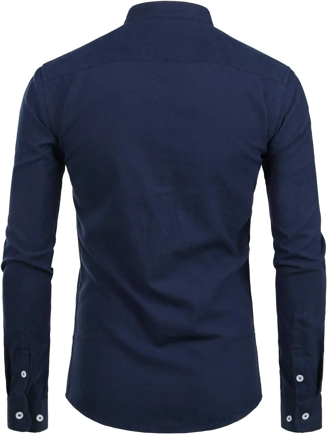 ZEROYAA Men's Hipster Mandarin Collar Long Sleeve Button Up Oxford Shirts with Chest Pocket