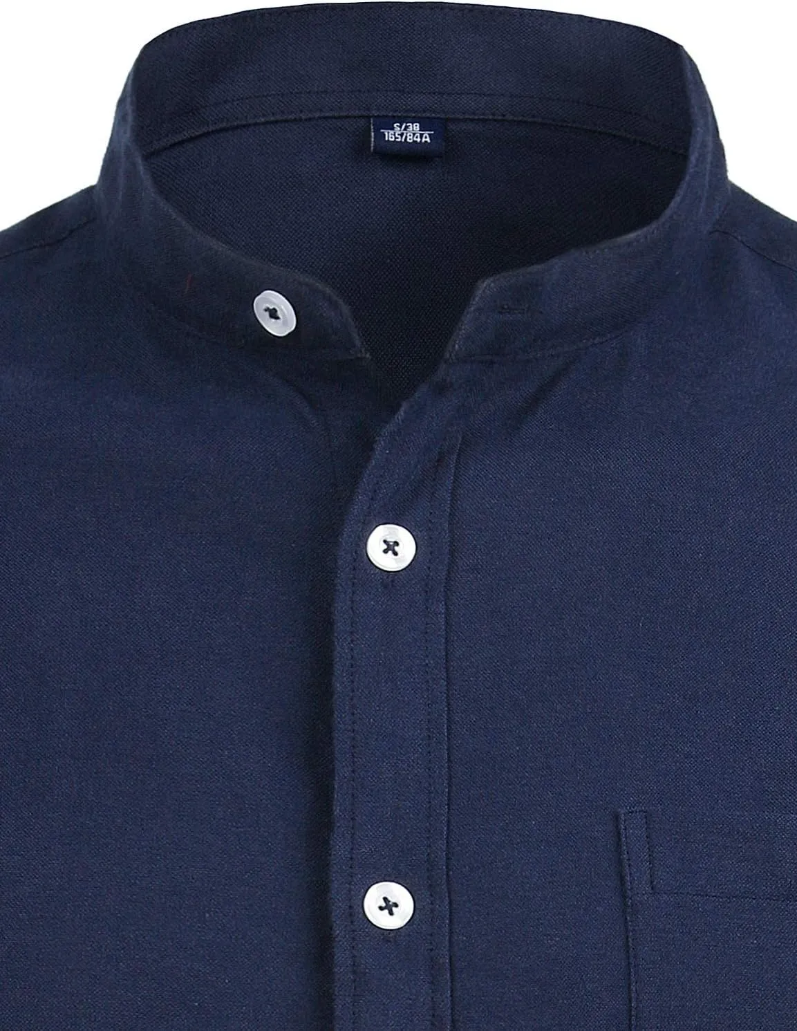 ZEROYAA Men's Hipster Mandarin Collar Long Sleeve Button Up Oxford Shirts with Chest Pocket