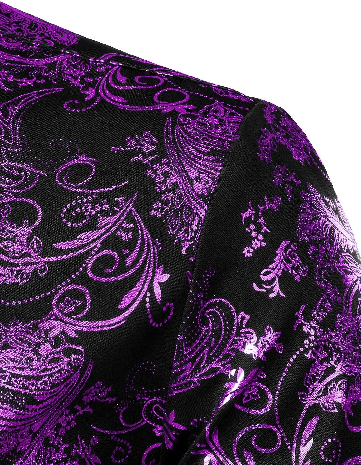 ZEROYAA Men's Luxury Paisley Dress Shirt Shiny Floral Printed Button Down Shirts for Party Prom