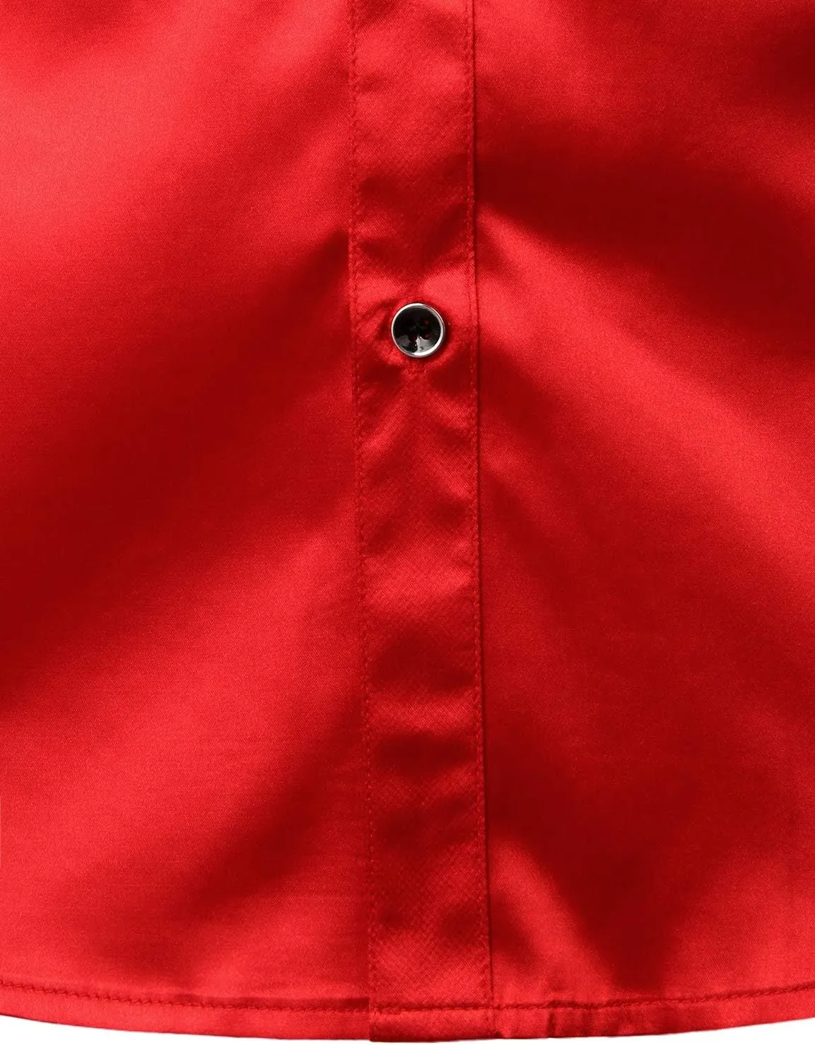 ZEROYAA Men's Shiny Sequins Design Silk Like Satin Button Up Disco Party Dress Shirts