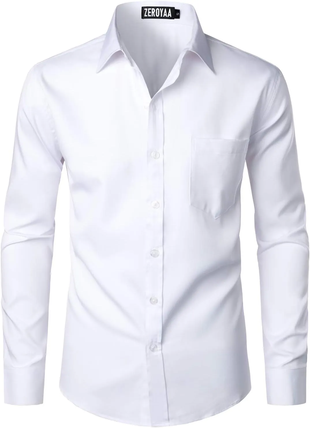 ZEROYAA Men's Urban Stylish Casual Business Slim Fit Long Sleeve Button Up Dress Shirt with Pocket