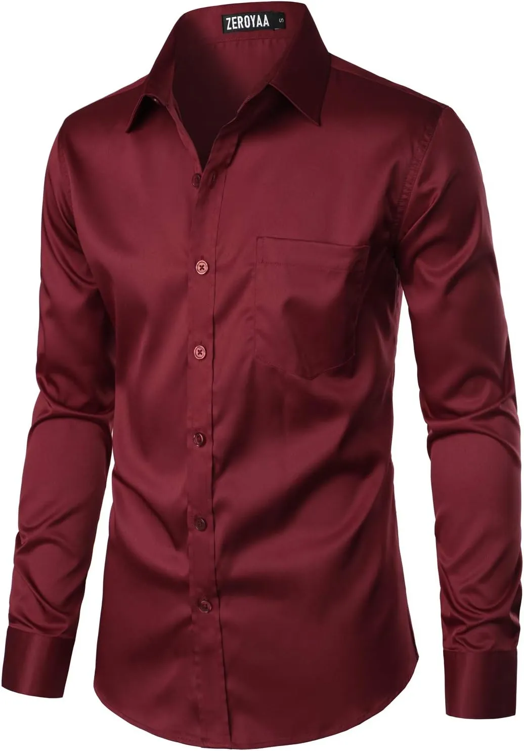 ZEROYAA Men's Urban Stylish Casual Business Slim Fit Long Sleeve Button Up Dress Shirt with Pocket