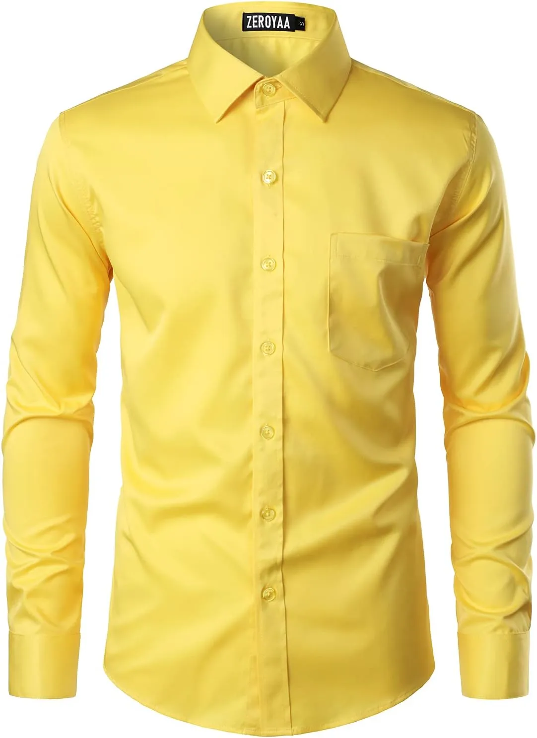 ZEROYAA Men's Urban Stylish Casual Business Slim Fit Long Sleeve Button Up Dress Shirt with Pocket