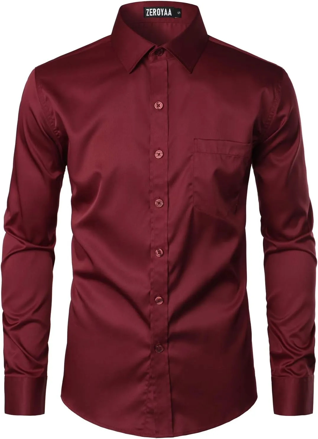 ZEROYAA Men's Urban Stylish Casual Business Slim Fit Long Sleeve Button Up Dress Shirt with Pocket