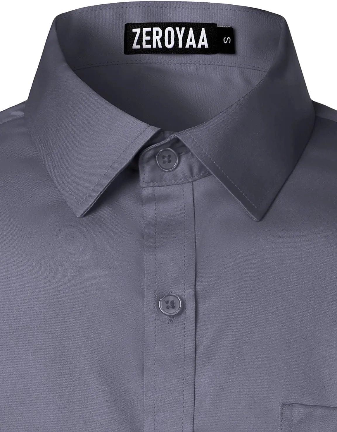 ZEROYAA Men's Urban Stylish Casual Business Slim Fit Long Sleeve Button Up Dress Shirt with Pocket