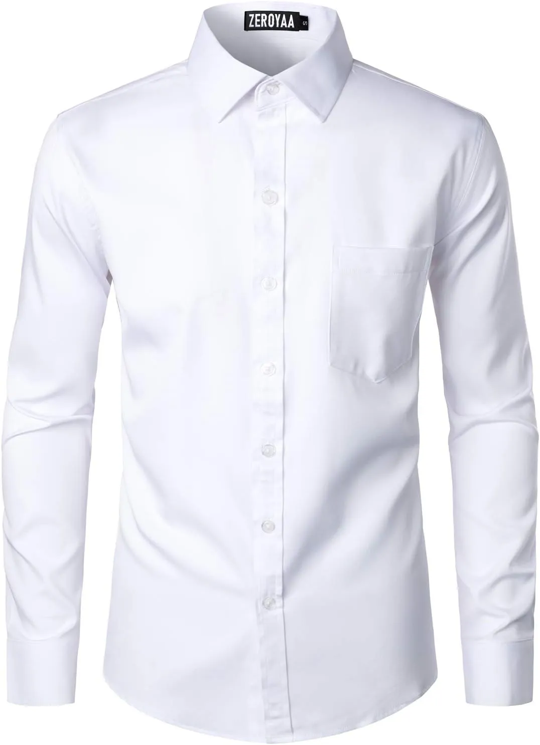 ZEROYAA Men's Urban Stylish Casual Business Slim Fit Long Sleeve Button Up Dress Shirt with Pocket