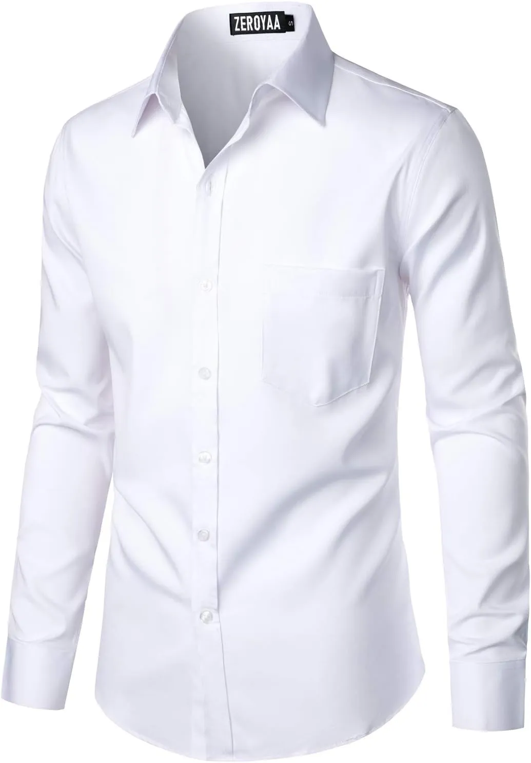 ZEROYAA Men's Urban Stylish Casual Business Slim Fit Long Sleeve Button Up Dress Shirt with Pocket