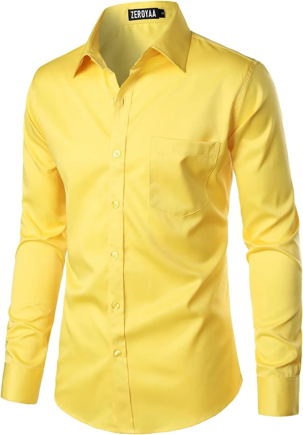 ZEROYAA Men's Urban Stylish Casual Business Slim Fit Long Sleeve Button Up Dress Shirt with Pocket